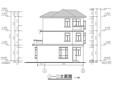 现代三层别墅建筑设计 自建房建筑设计 施工图