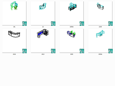 前台接待台模块 立体图 摆放图用 施工图