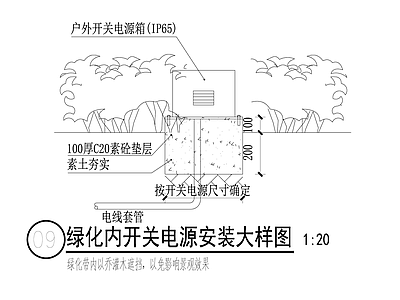 绿化内开关电源安装大样图 施工图