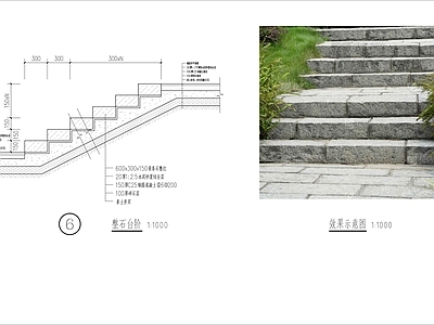 青石条台阶步级施工详图 施工图