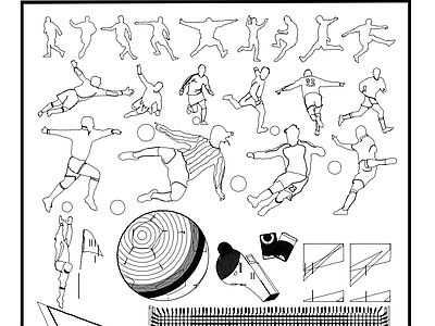 足球运动人物平面图 施工图