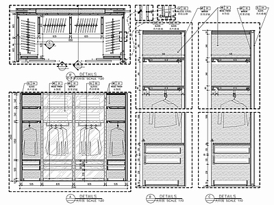 衣帽间衣柜内部结构施工详图 施工图