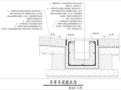 车库车道截水沟做法 施工图