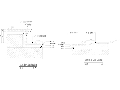 卫生间地面剖面图 施工图