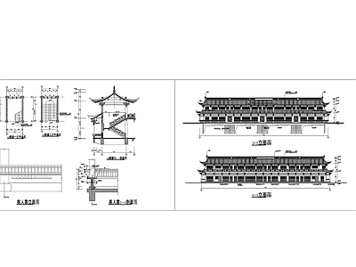 仿古廊桥建筑设计 施工图