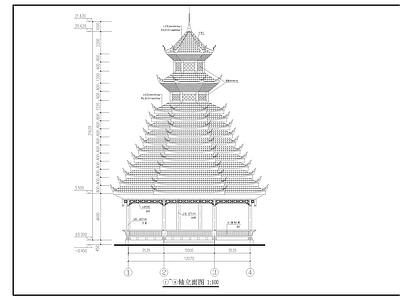 侗族鼓楼 黔东南特色建筑 鼓楼 木建筑 施工图