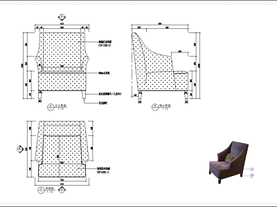休闲沙发 施工图 家具节点