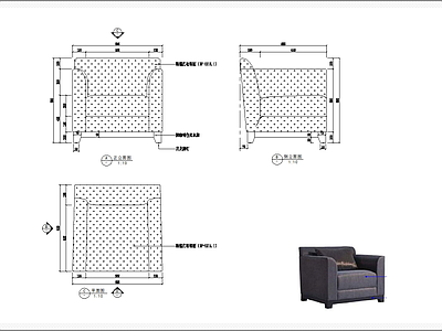 单人沙发 施工图 家具节点