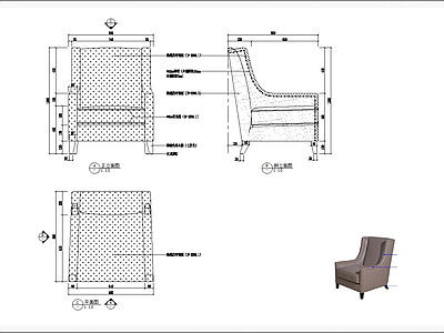 单人沙发 施工图