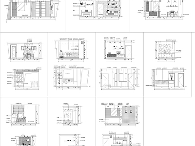 餐厅区装饰墙及酒架造型立面图 施工图