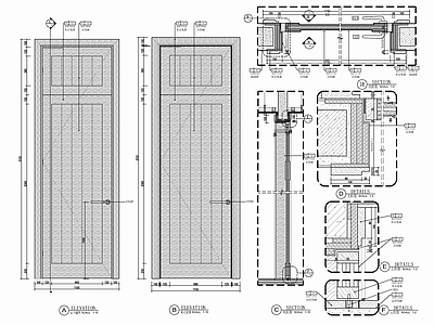 木饰面单开门施工大样详图 施工图 通用节点