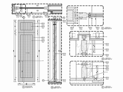 隐藏式入墙式木饰面滑门施工大样详图 施工图 隐形