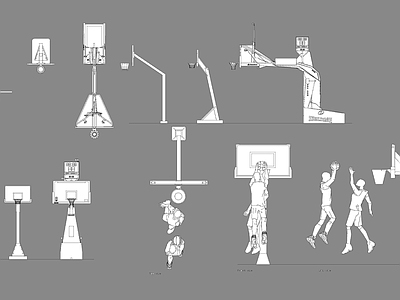篮球架人物图库 施工图