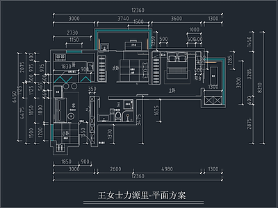 王女士力源里家装平面布局方案 施工图  三室一厅 平层