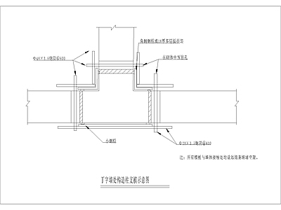 T字墙处构造柱支模示意图 施工图