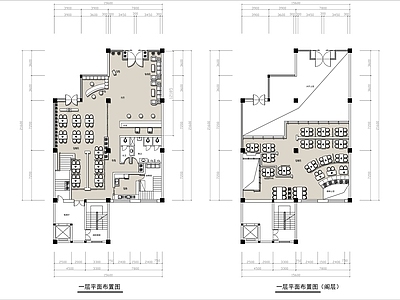 500㎡两层港式茶餐厅平面布置图 施工图