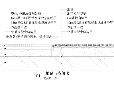 地面地毯节点大样图 施工图