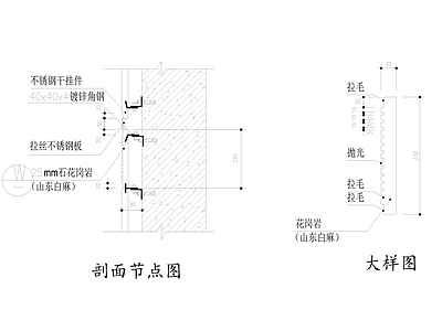 机刨石干挂节点图 施工图