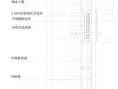 木饰面凹造型与玻璃节点图 施工图