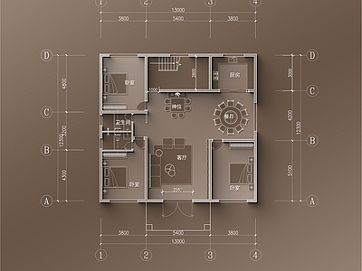 14×12三层自建房平面布置图 施工图