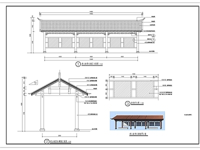 木质长廊 景观长廊 文化长廊详图 施工图