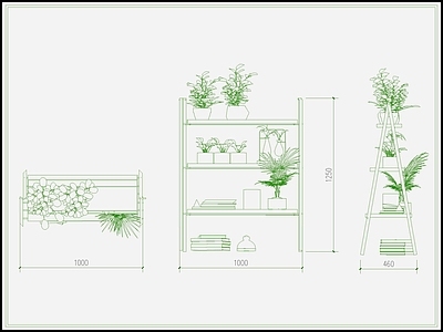 植物 架 盆栽 盆景 盆 绿植 施工图