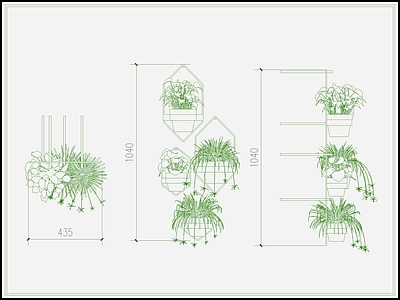 植物 架 盆栽 盆景 盆 绿植 施工图