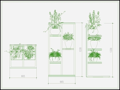 植物 架 盆栽 盆景 盆 绿植 施工图