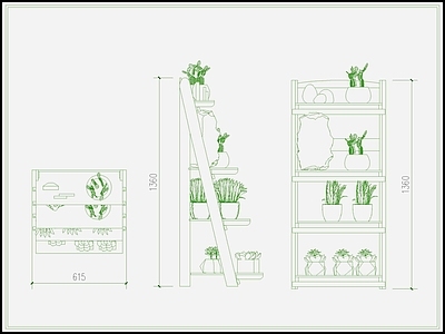 植物 架 盆栽 盆景 盆 绿植 施工图