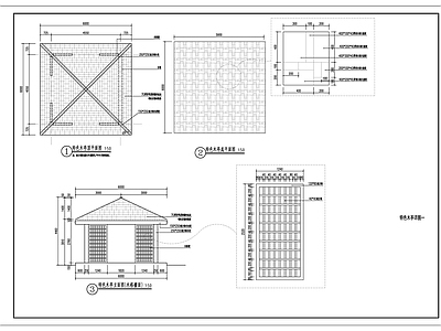 木质亭子 四角亭 景观亭 施工图