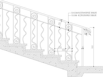 楼梯铁艺护栏 施工图
