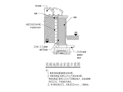 花树池排水安装示意图 施工图