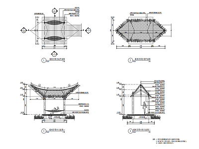 船形茅草亭做法 施工图