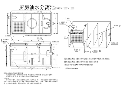 厨房油水分离器隔油池 施工图