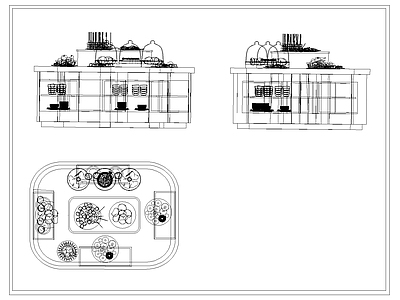 现代自助餐台 餐台 餐 施工图