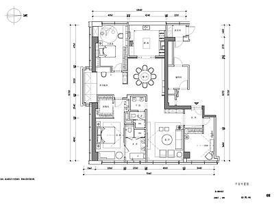 120m²两居室家 施工图 平层