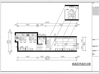 奶茶店平面尺寸图 施工图