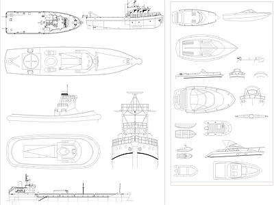多种船只图库 施工图