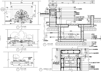 商业街区室外水景绿化 施工图