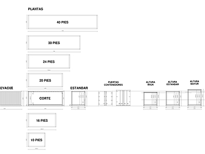 多种尺寸集装箱图库 施工图
