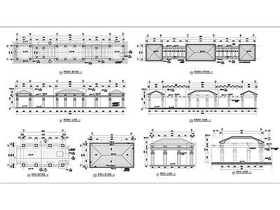 欧式长廊休闲景观廊架 施工图