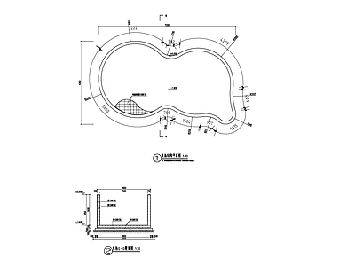 别墅庭院鱼池 施工图 水池