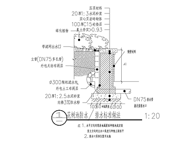 花树池防水排水标准做法 施工图