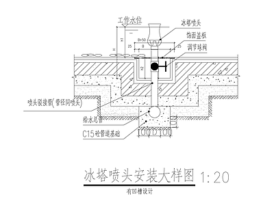 冰塔喷头安装大样图 施工图