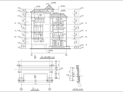 高级独栋别墅建筑设 施工图