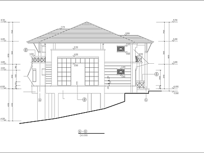 现代简约两层别墅坡地建筑 施工图