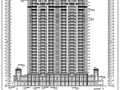 高层塔式对称布局框剪结构住宅建筑 施工图