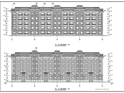 五层四连板住宅楼建筑 施工图