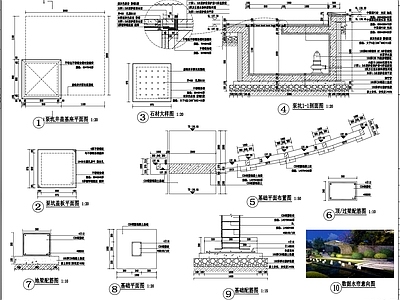 景观数据水帘节点大样 施工图 景观小品