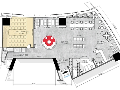 260㎡职工之家党建活动中心平面布置图